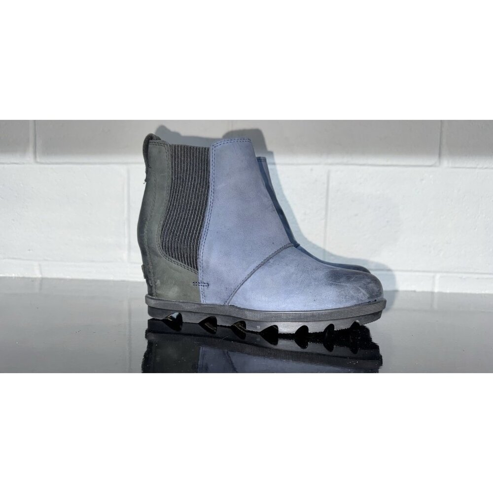 Sorel Joan Of Arctic Wedge II Womens Leather WP Wedge Chelsea Boots Size 8 Blue